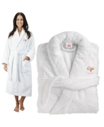 Deluxe Terry cotton with bride fancy flowers CUSTOM TEXT Embroidery bathrobe